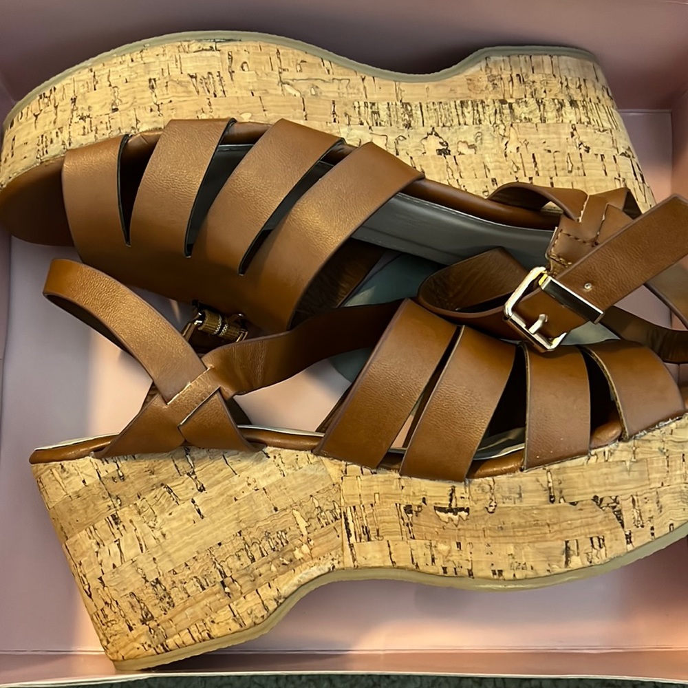NEW-NEVER WORN Brown Wedge Heels